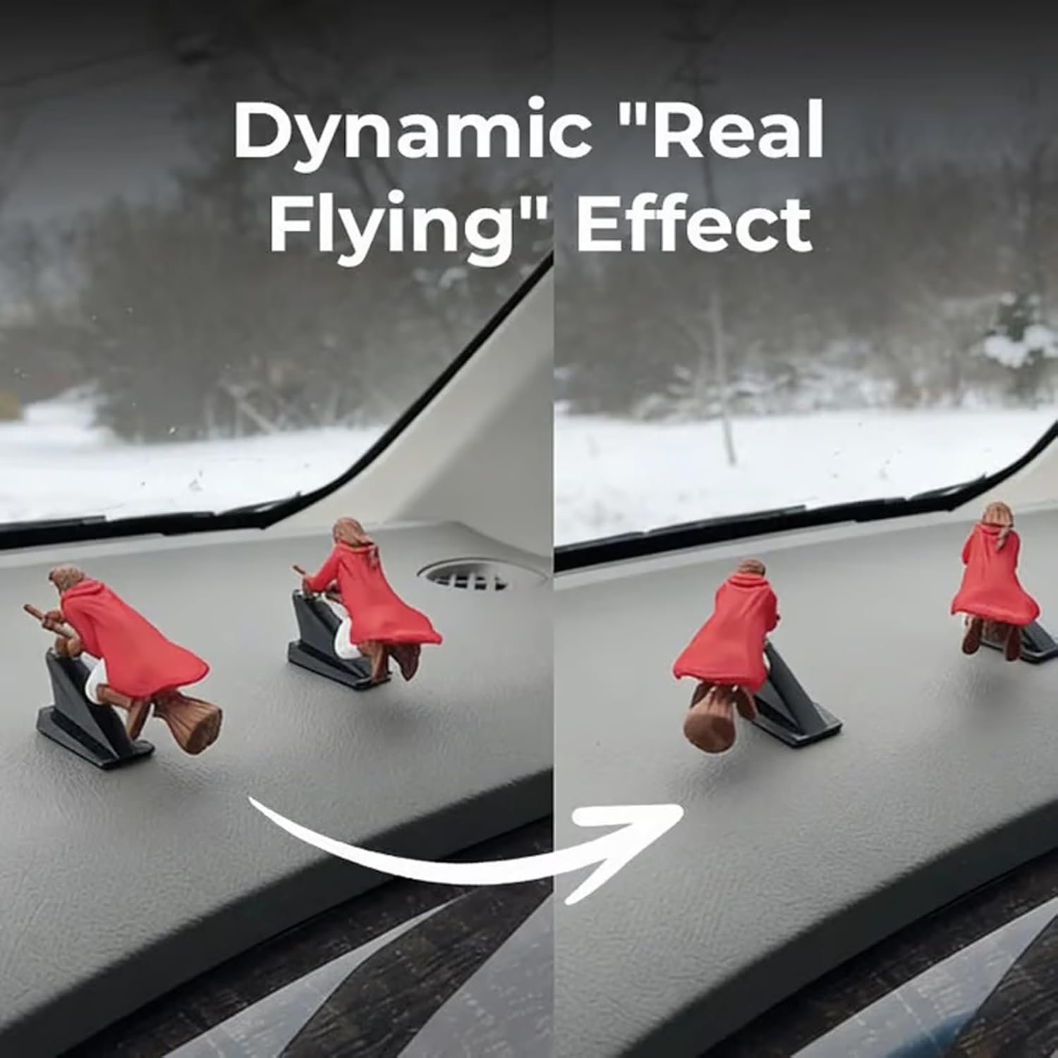 🧙‍♀️Witch and Wizard Broomstick Dashboard Drift Ornaments - Fantasy Car Decoration