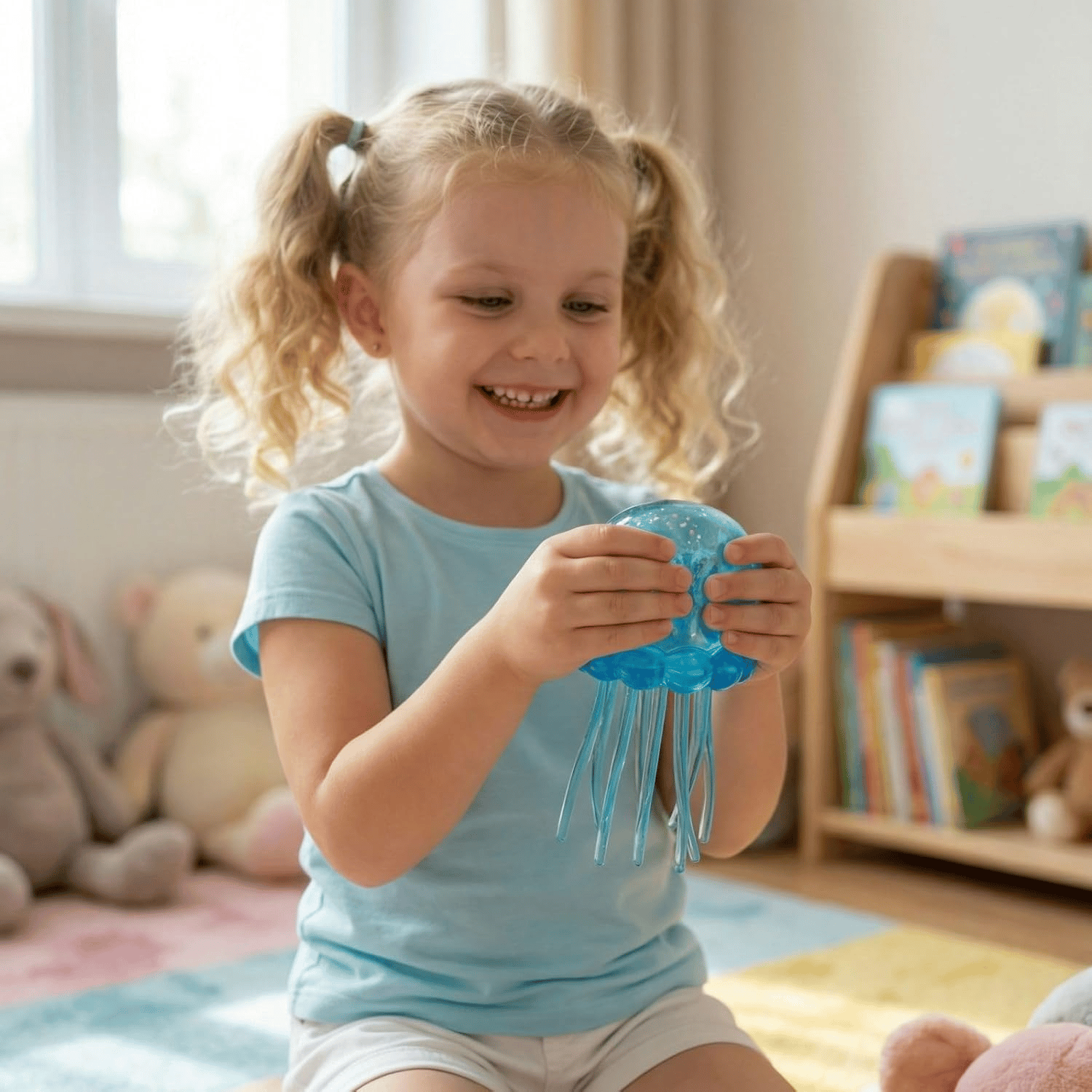 🐣EASTER SALE 49% OFF! ✨ Cute Glitter Jellyfish Squishy, Easter Basket Stuffer for Kids