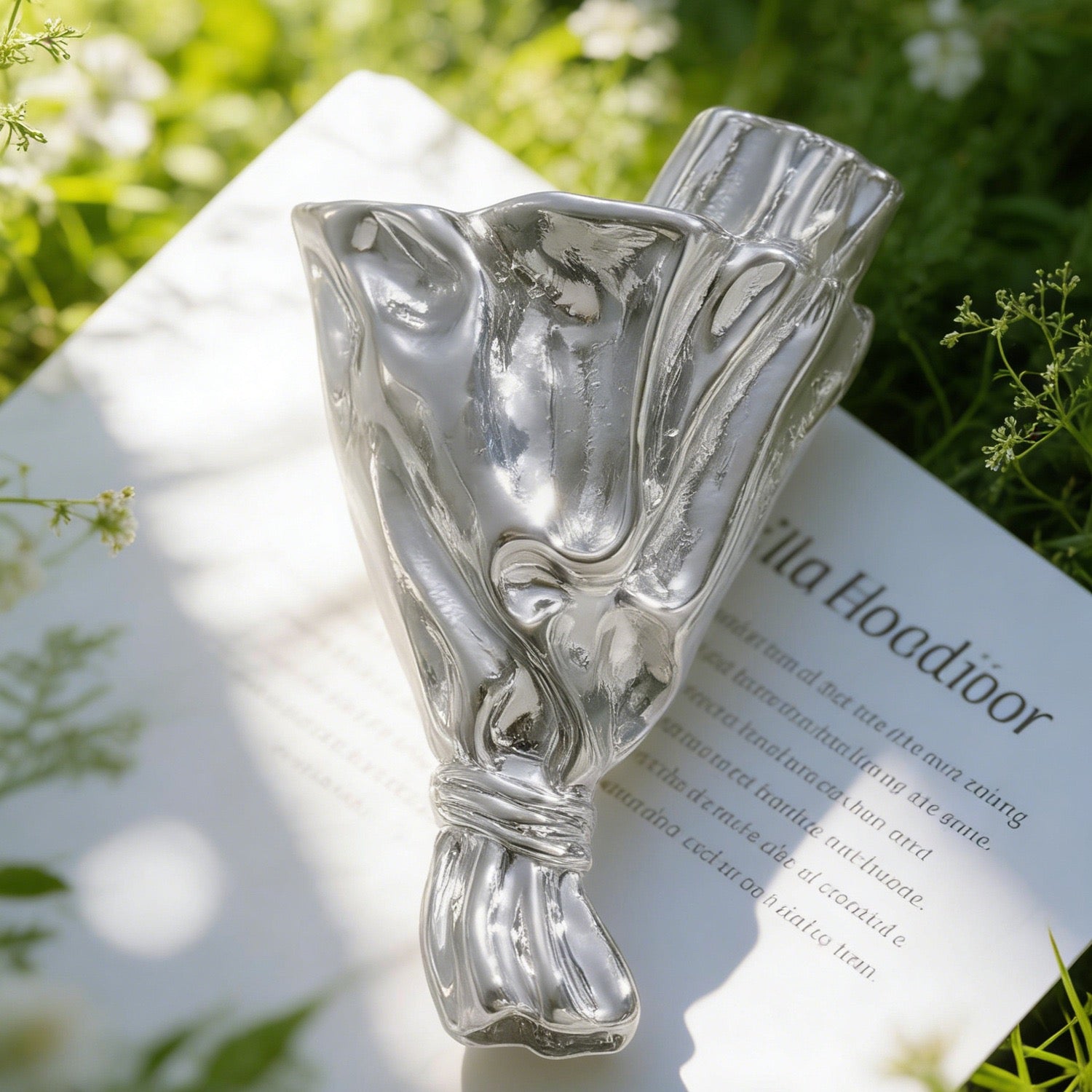 Handcrafted S925 Silver Flower Holder (Brooch, Earrings, Necklace)