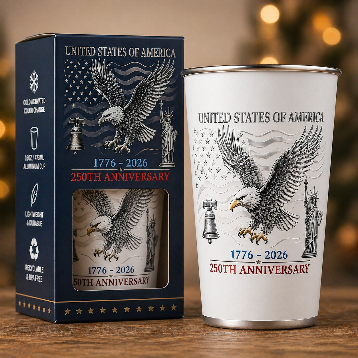 🔥 Limited Edition 🧊 Cold-Activated Color-Changing Cup US 250th Anniversary