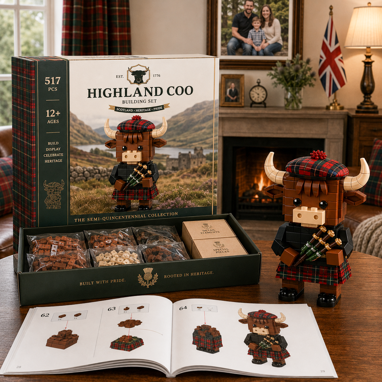 🔥Limited Edition - 🐮Scottish Highland Cow Bagpiper Brick Set