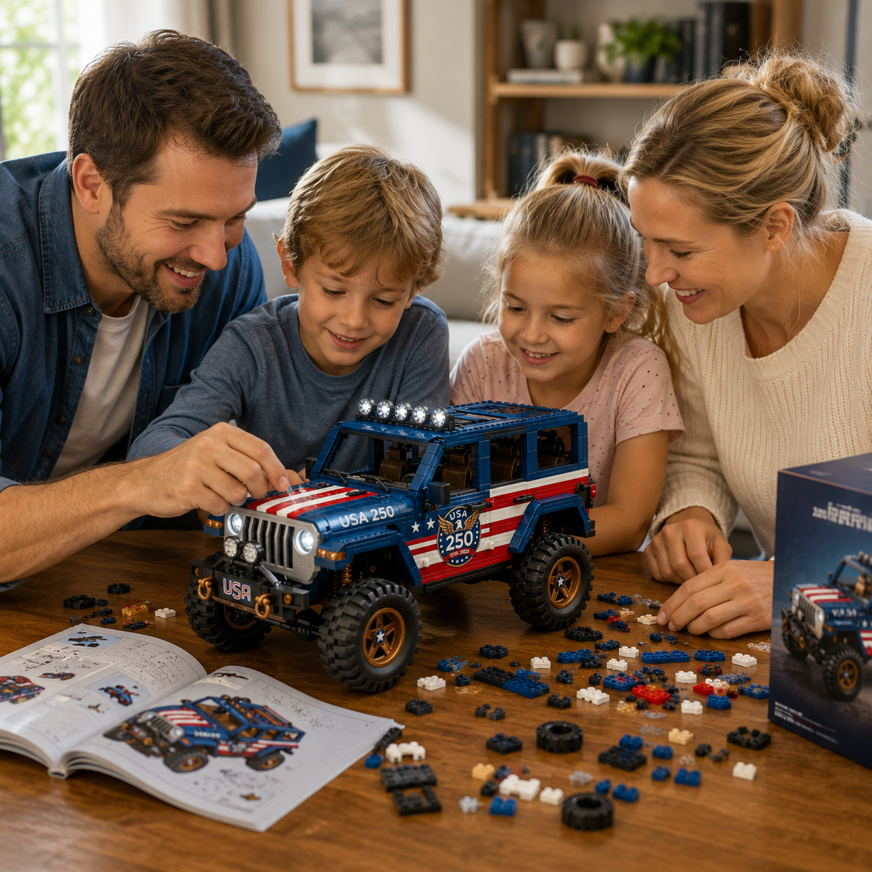 🔥 Limited Edition 🎁 USA 250 Off-Road Jeep Building Set