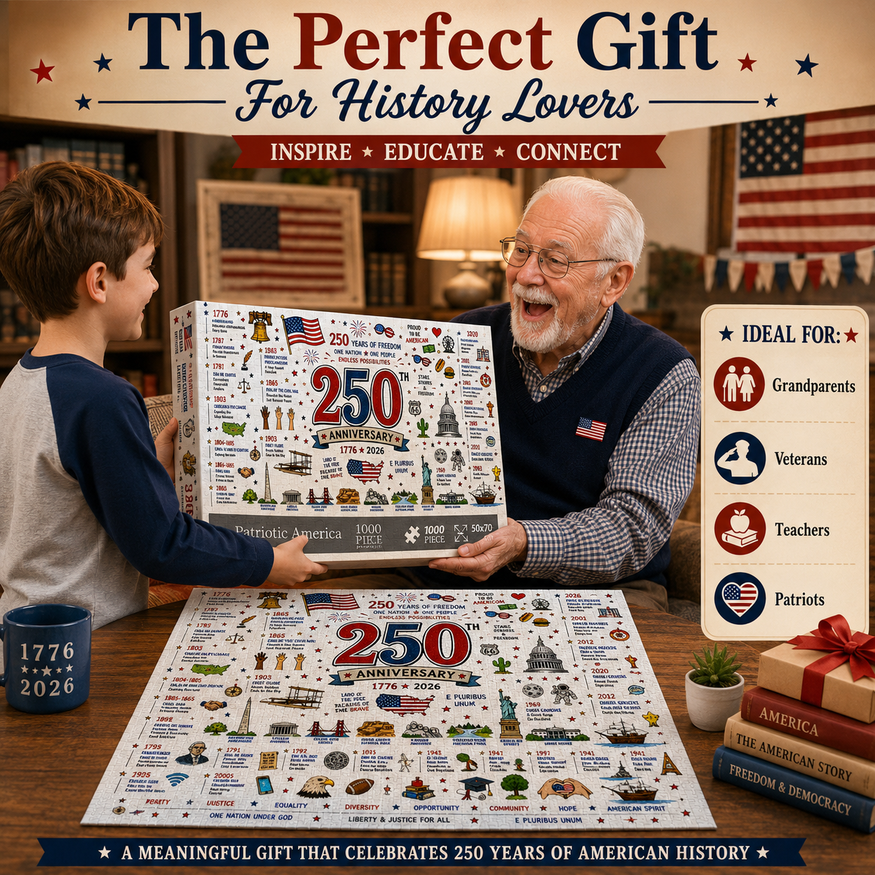 🔥250th Anniversary 70% OFF -🧩 Patriotic America Jigsaw Puzzle 1000 Pieces 🎁 Buy 2 Free Shipping