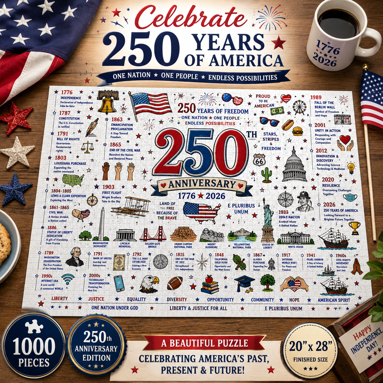 🔥250th Anniversary 70% OFF -🧩 Patriotic America Jigsaw Puzzle 1000 Pieces 🎁 Buy 2 Free Shipping