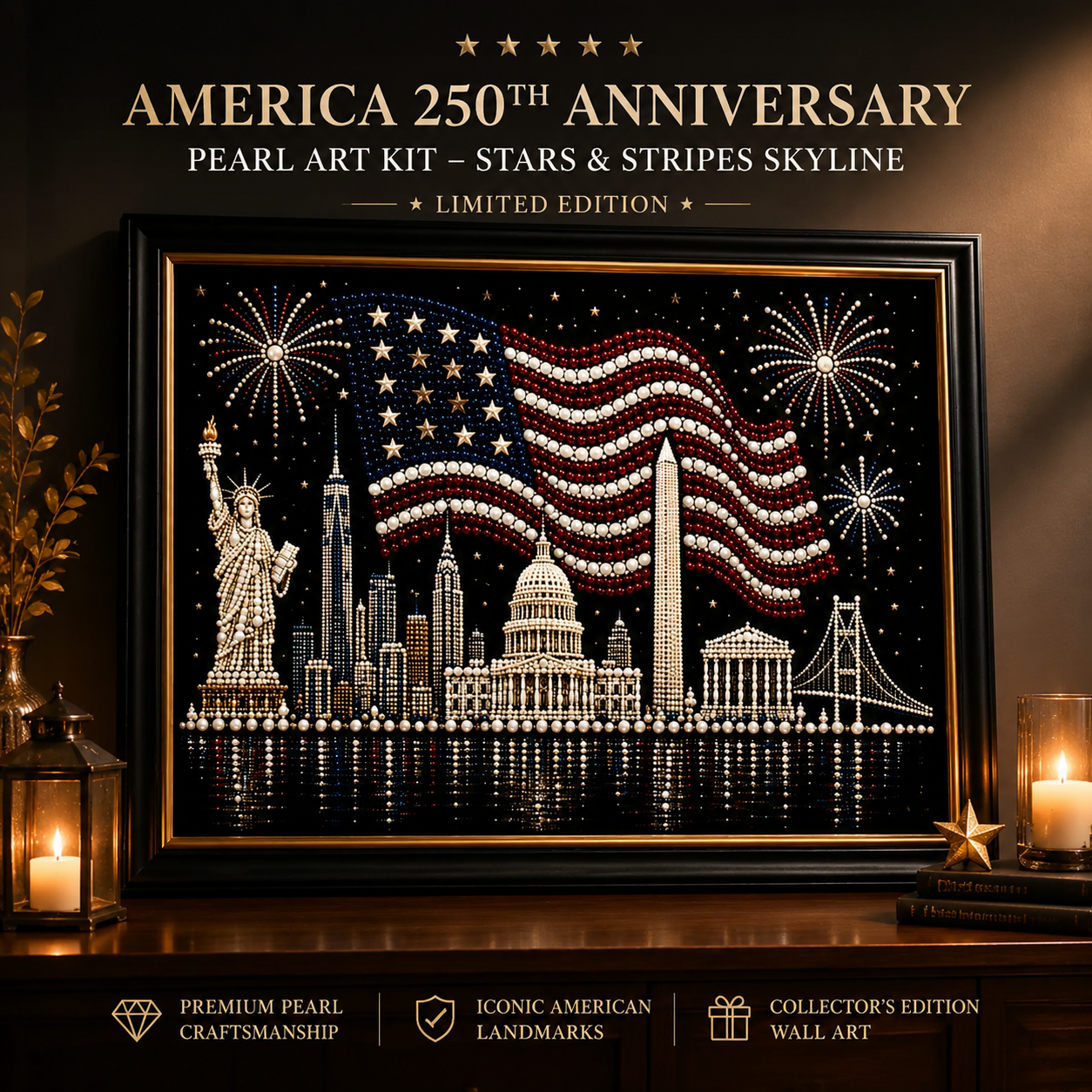 🔥Limited time 70% OFF - 🦅America 250th Anniversary Pearl Art Kit – Stars & Stripes Skyline Limited Edition