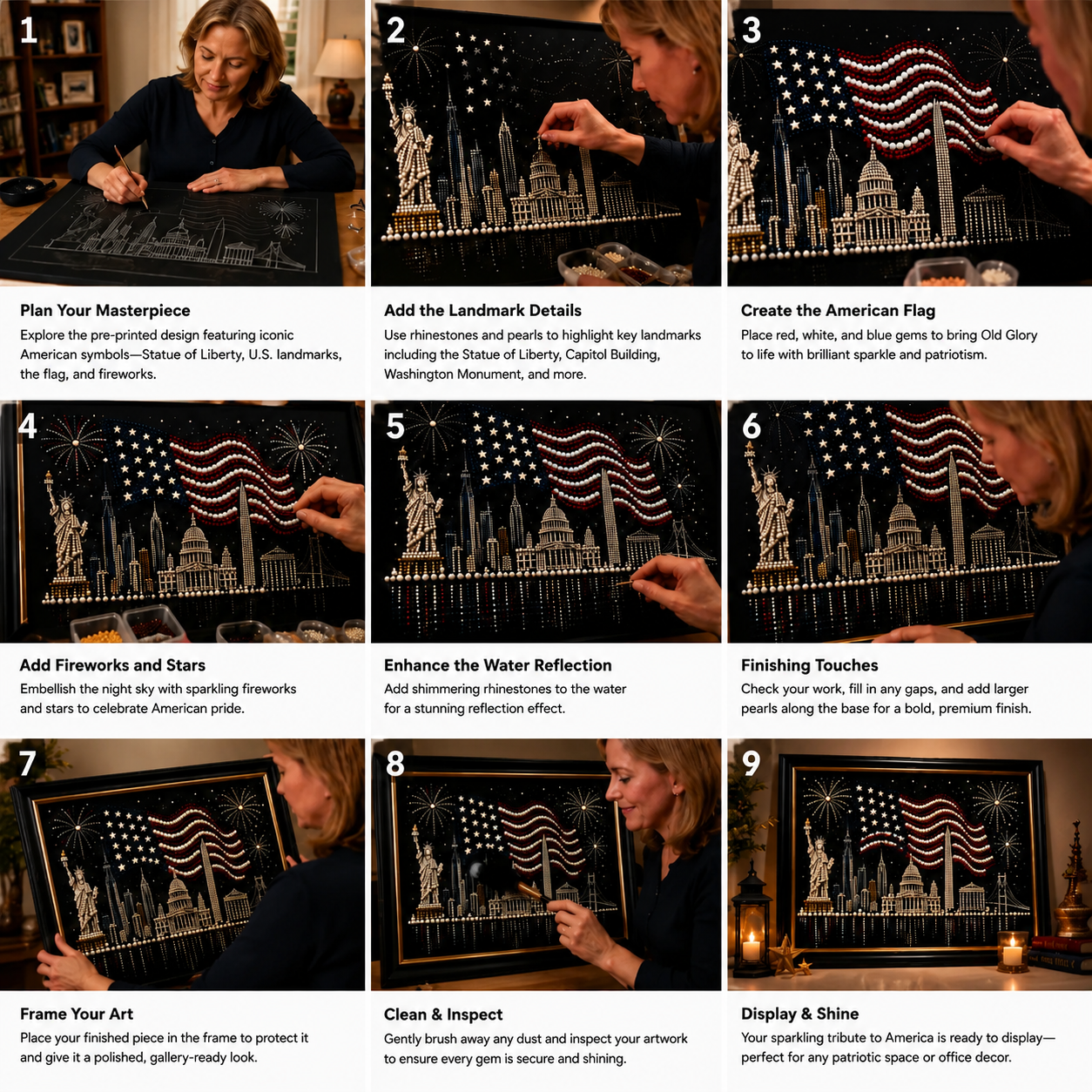 🔥Limited time 70% OFF - 🦅America 250th Anniversary Pearl Art Kit – Stars & Stripes Skyline Limited Edition