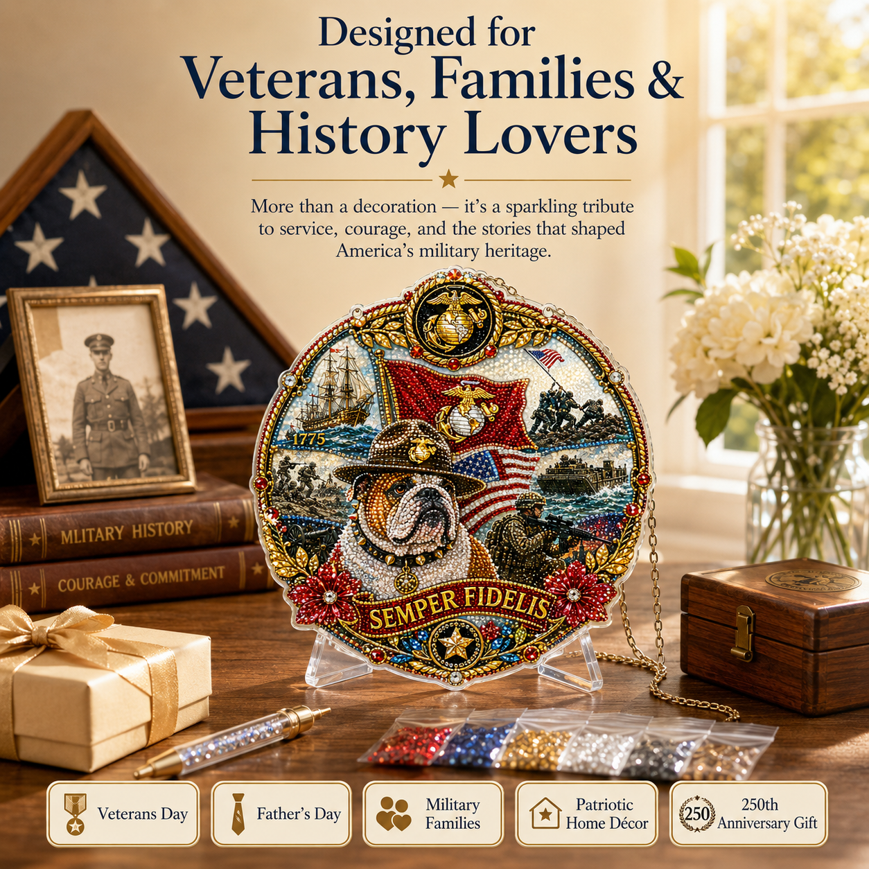 🔥Limited time 70% OFF -🦅✨American Military Heritage Diamond Art Hanging Ornament Kit 