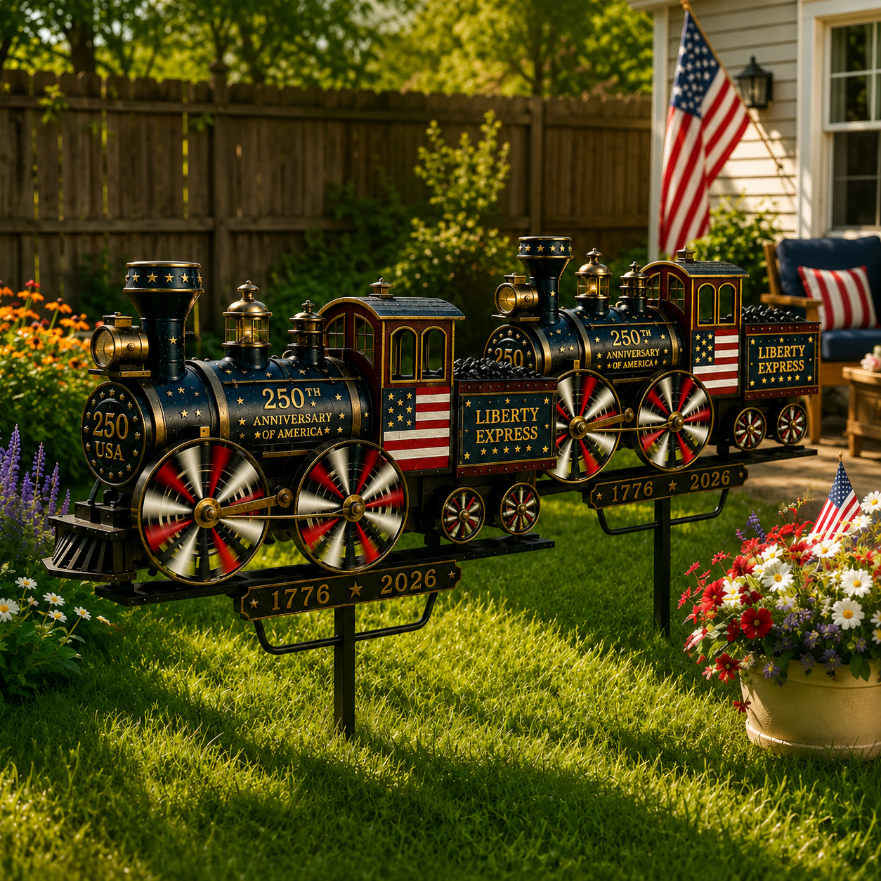 🔥Limited time 50% OFF - 🚂USA 250 “Liberty Express” Train Garden Wind Spinner -✈️ (Buy Two Free Shipping)