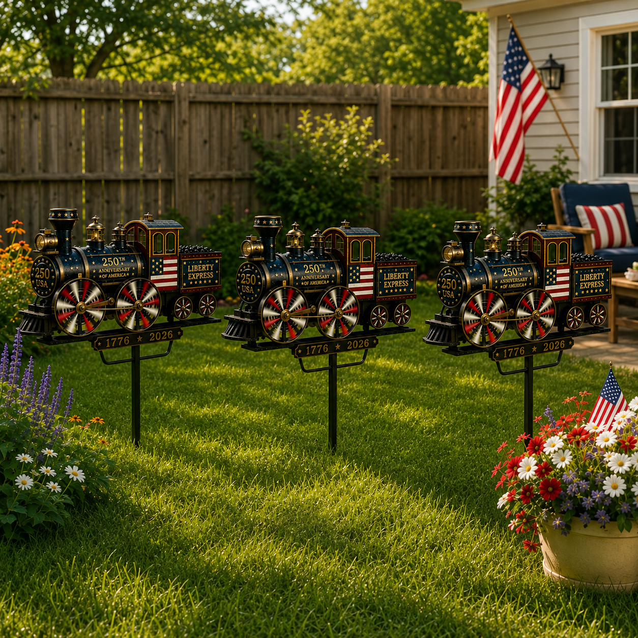 🔥Limited time 50% OFF - 🚂USA 250 “Liberty Express” Train Garden Wind Spinner -✈️ (Buy Two Free Shipping)