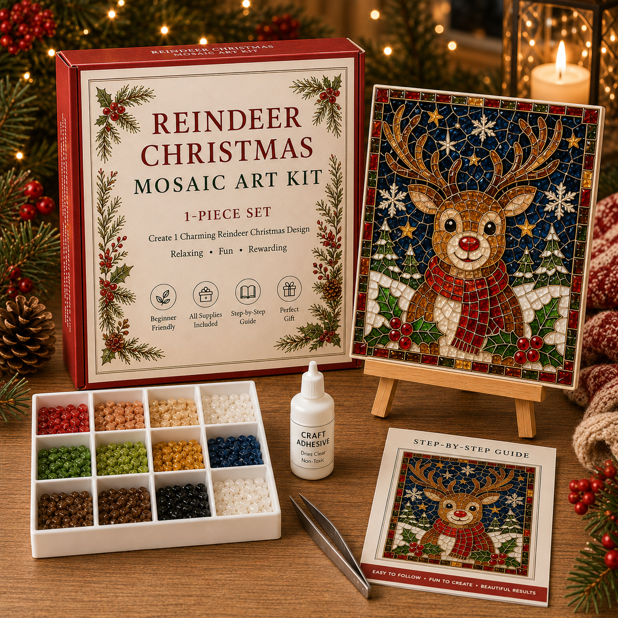 🎄 Christmas Mosaic Art Kit | Create Your Own Holiday Masterpiece