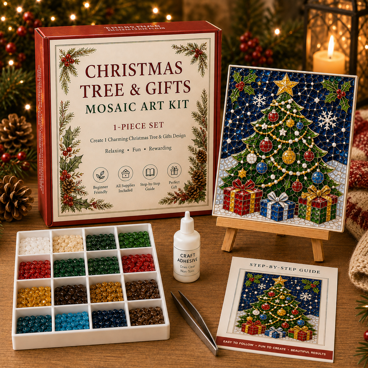 🎄 Christmas Mosaic Art Kit | Create Your Own Holiday Masterpiece