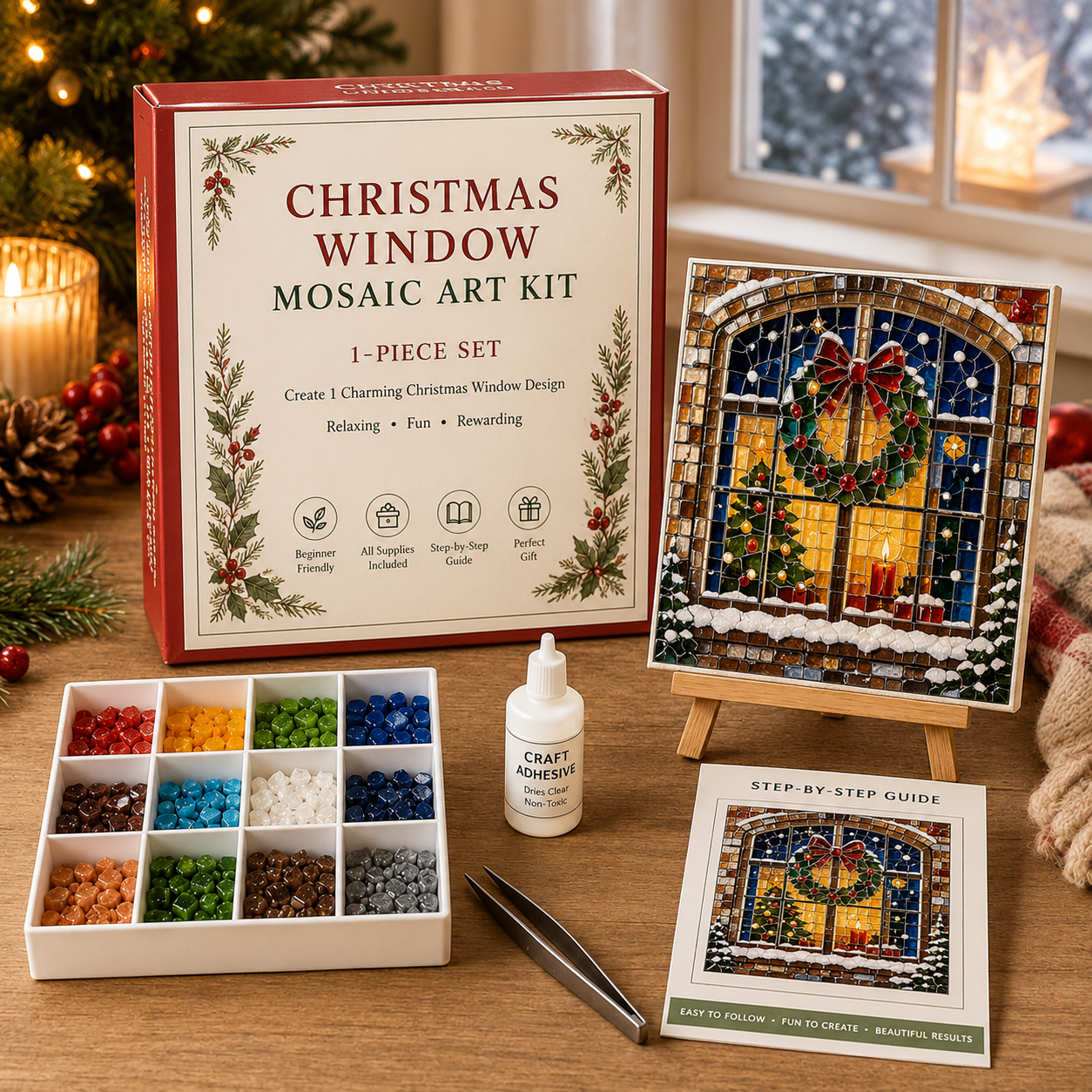 🎄 Christmas Mosaic Art Kit | Create Your Own Holiday Masterpiece