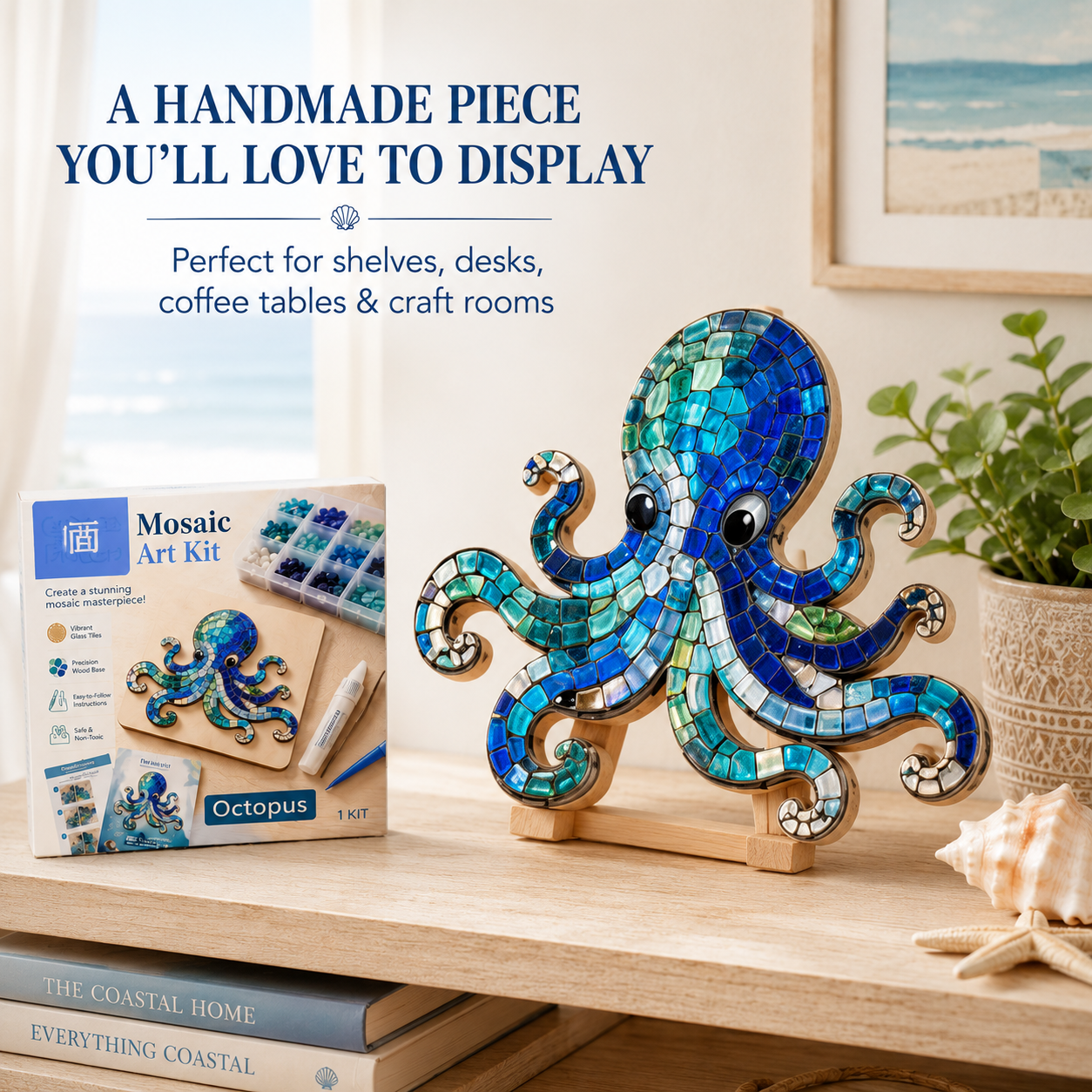 🔥Limited time 70% OFF -🌊💙 Octopus Mosaic Kit | Beginner-Friendly DIY Glass Craft with Step-by-Step Instructions