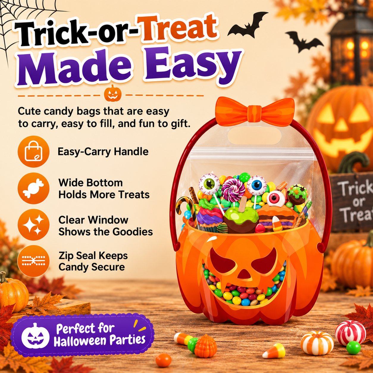 🔥Last 75pcs🎉-Spooky Trick-or-Treat Tote Bag