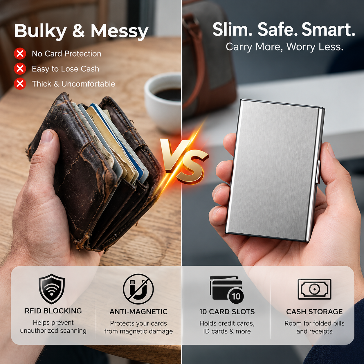 🔥Last 75pcs🎉-RFID Blocking Card & Cash Holder