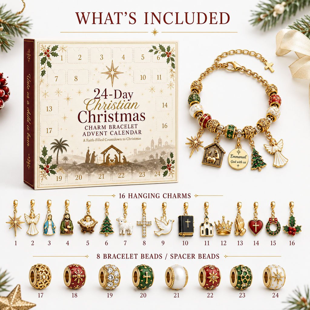 ✨🎄24-Day Christian Christmas Charm Bracelet Advent Calendar
