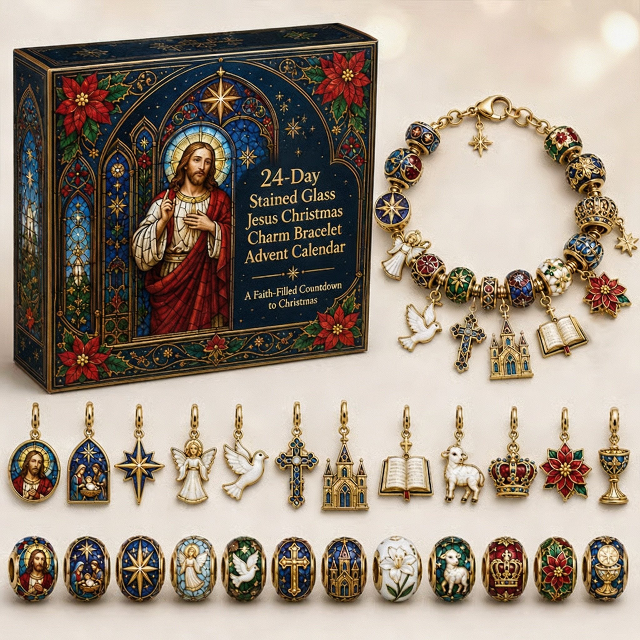 ✨🎄24-Day Christian Christmas Charm Bracelet Advent Calendar
