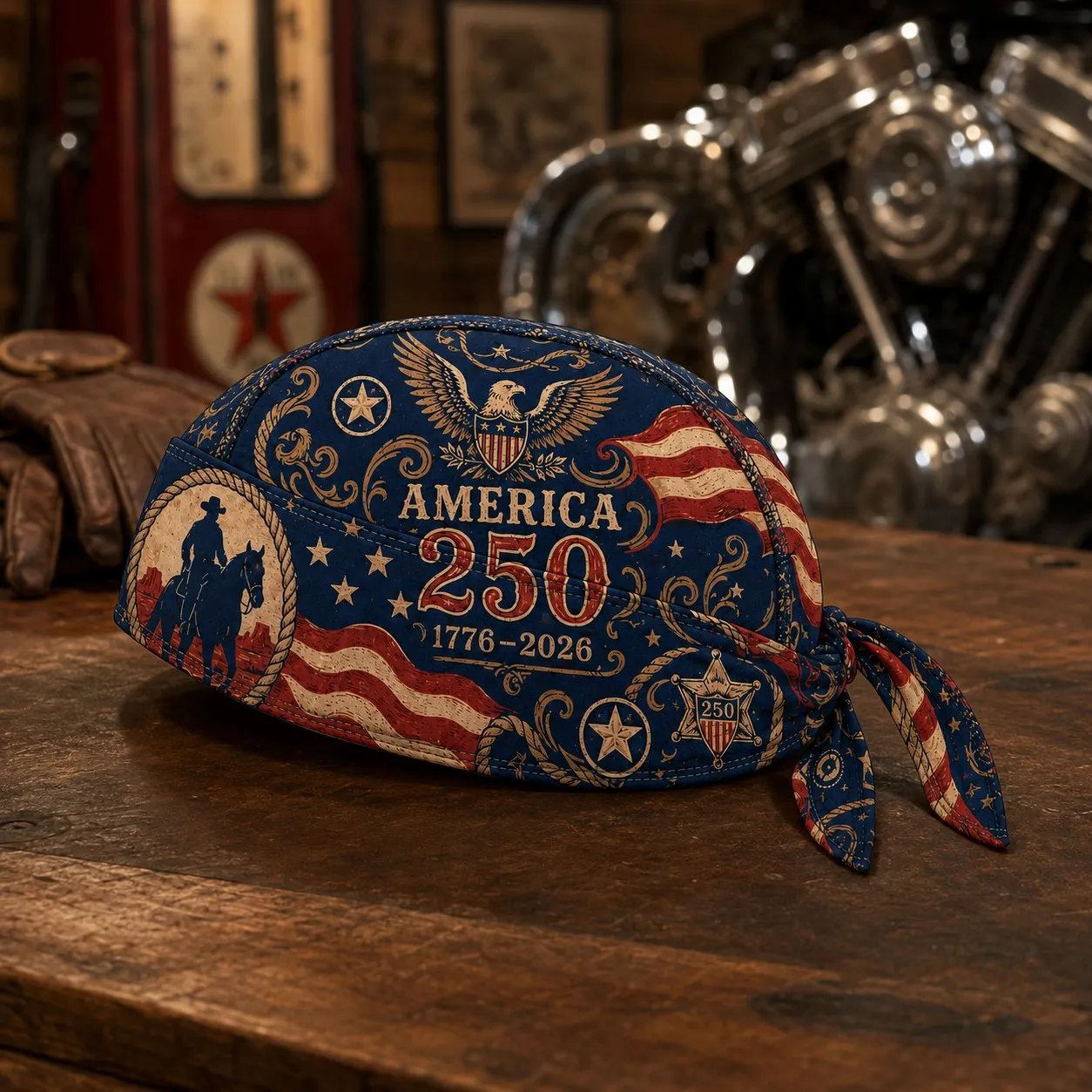 🔥LAST DAY 49% OFF - 🦅America 250 Cycling Pirate Hat / Biker Headwrap🏍️💨