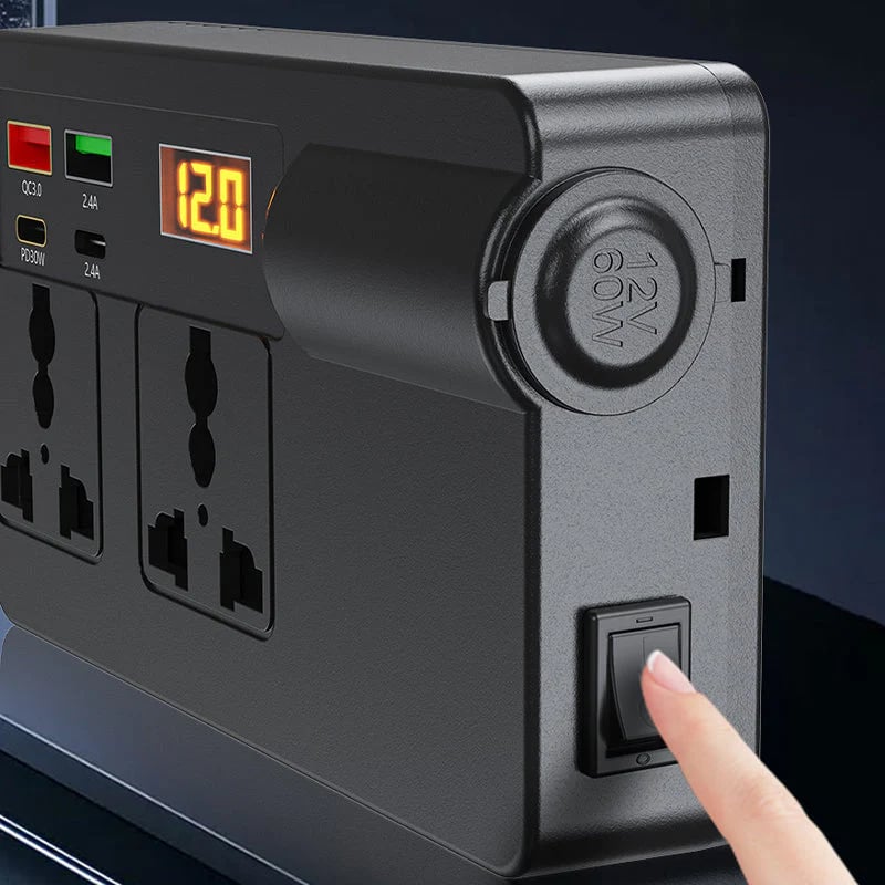⚡🔋Portable Car Inverter 12V/24V to 220V with Digital Display