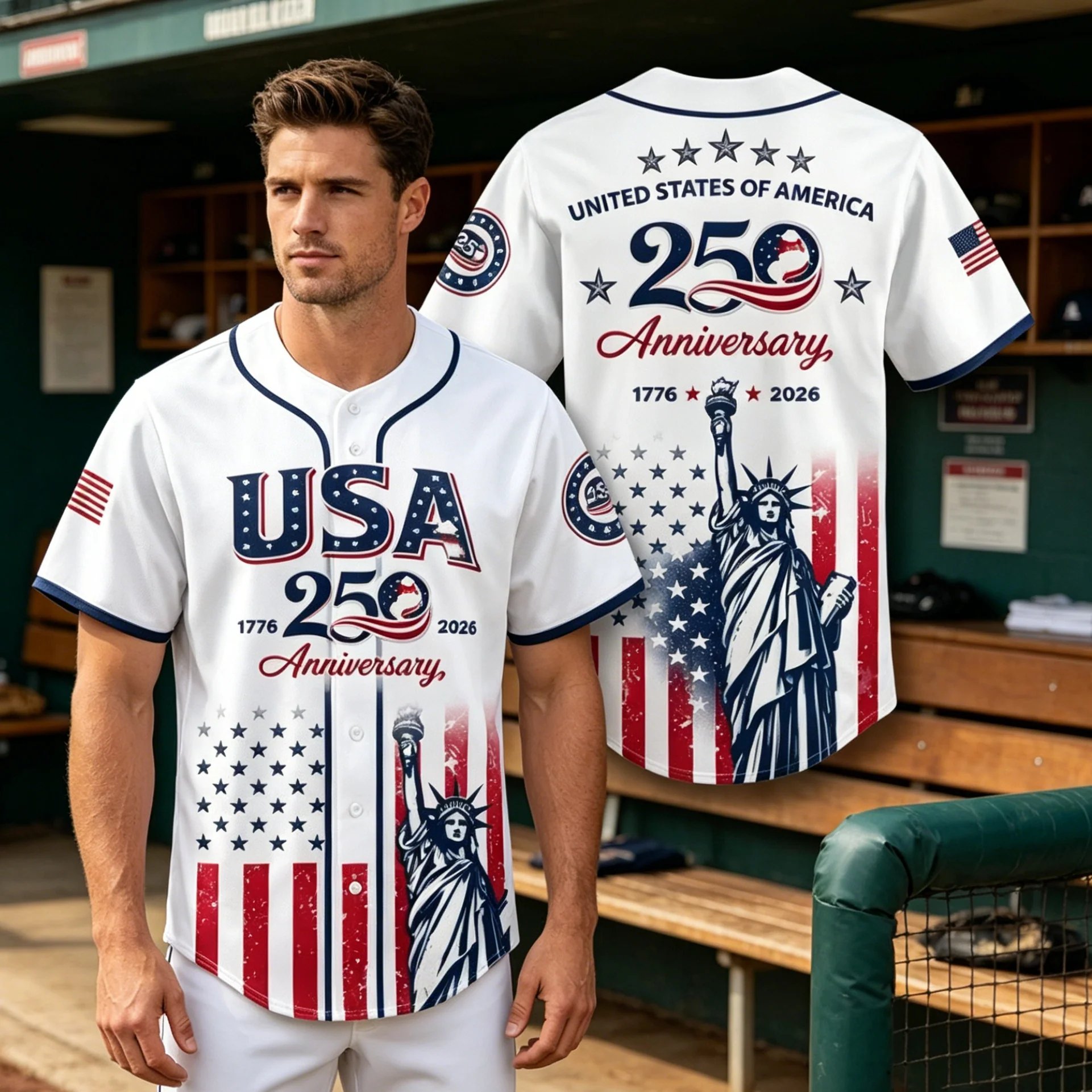 🔥250th Anniversary 70% OFF -🎆⚾250th Anniversary Patriotic Jersey — A Perfect 4th of July Outfit