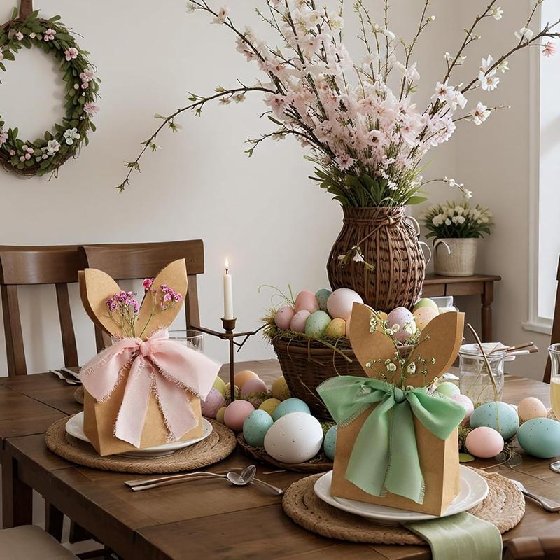 🔥LAST DAY 49% OFF🐰 Easter Bunny Goodie Bags - 12 Packs Boho DIY Paper Gift Boxes 🎀