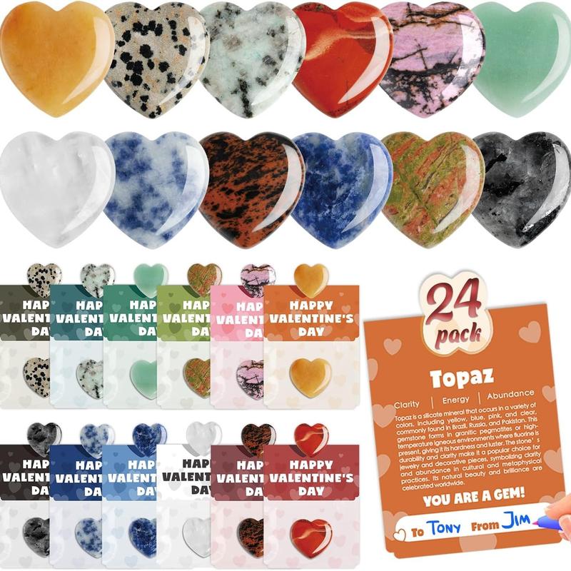 🔥 New Year Hot Sale 49% OFF💖💎 Valentine's Day Gem Gifts for Kids & Adults – 24 Pack Prefilled Cards with Heart-Shaped Gemstones💕💎