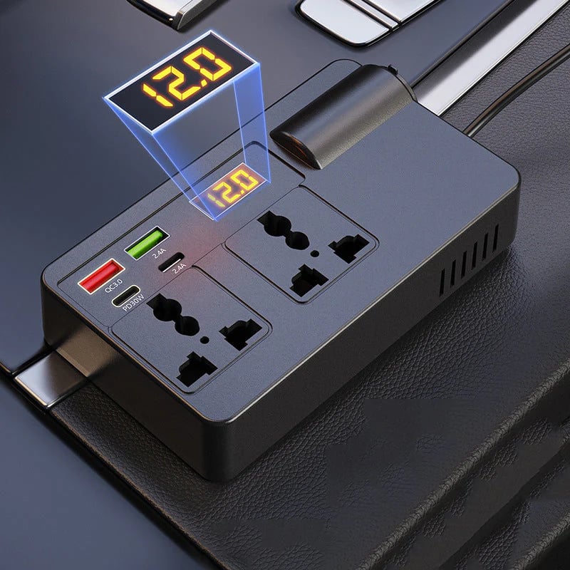 ⚡🔋Portable Car Inverter 12V/24V to 220V with Digital Display