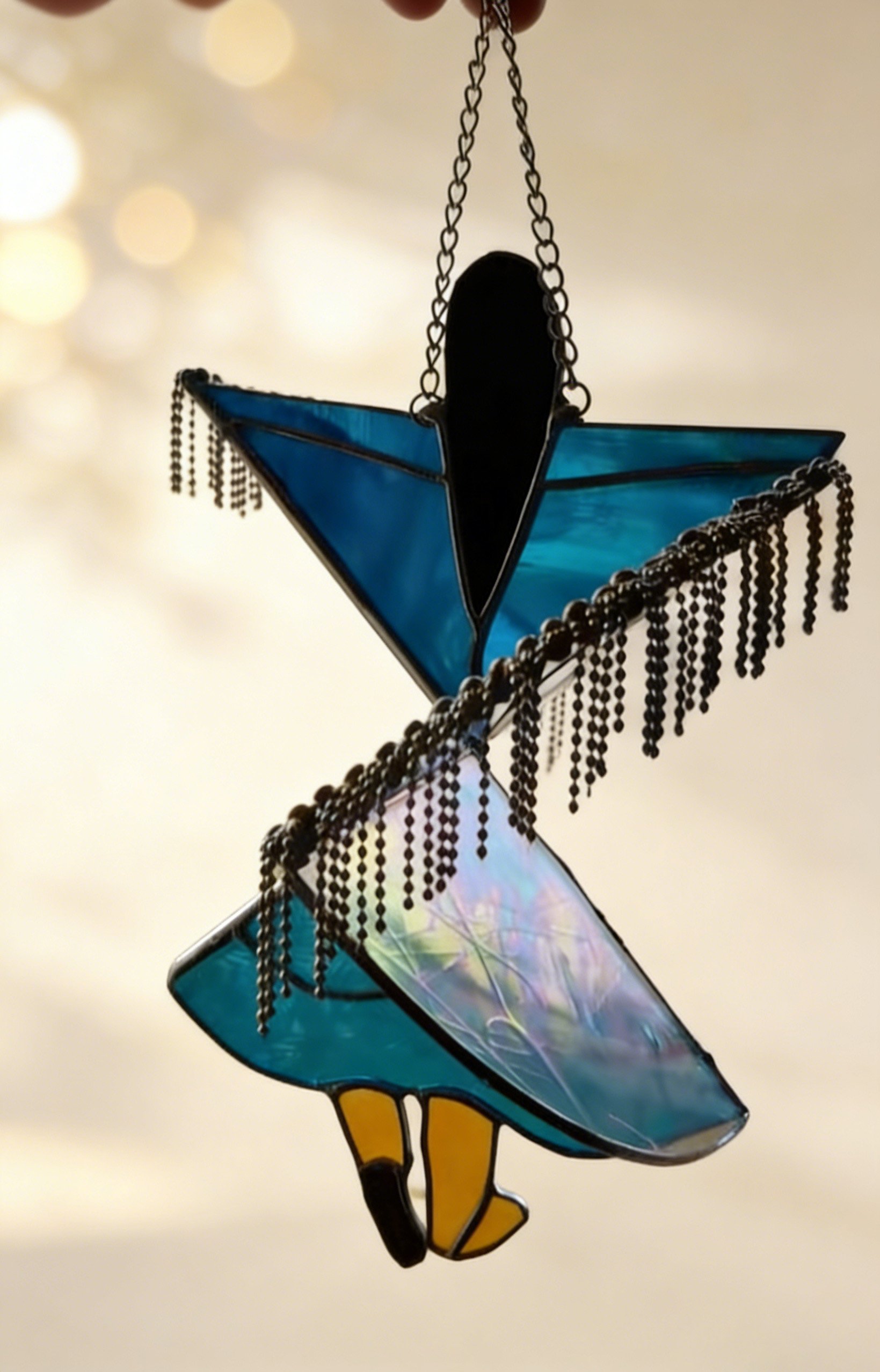 💃 ✨ Bohemian Handcrafted Stained Glass Dancer Wind Chime - Capture Window Romance