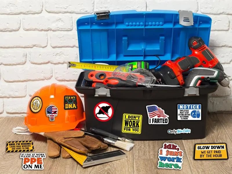 🔥LAST DAY 49% OFF 😆🛠️120Pcs Blue Collar Funny Stickers—For Hard Workers with a Sense of Humor 👷‍♂️🧰