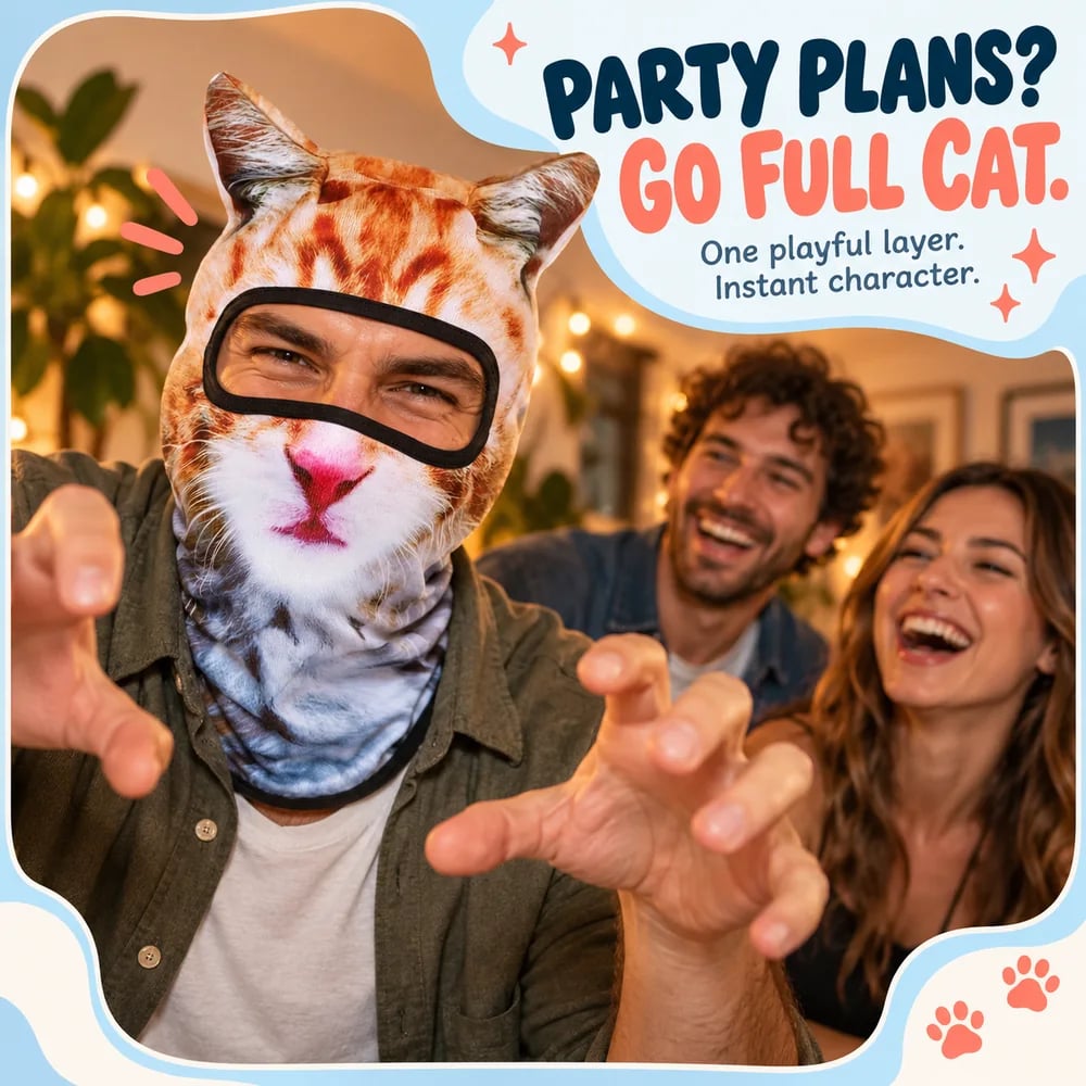 🔥 Limited Time 70% OFF – 🔥🐱3D Cat Ski Balaclava Face Mask with Ears Animal Mask