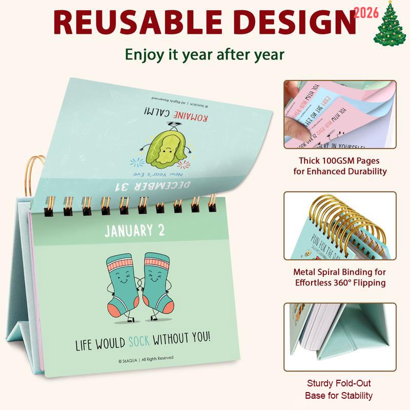 🎄Christmas Hot Sale 49% OFF✨2026 Punny Motivational Desk Calendar📅