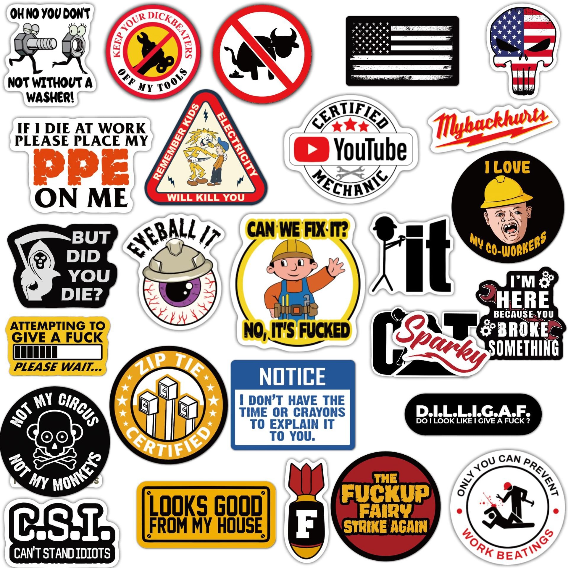 🔥LAST DAY 49% OFF 😆🛠️120Pcs Blue Collar Funny Stickers—For Hard Workers with a Sense of Humor 👷‍♂️🧰
