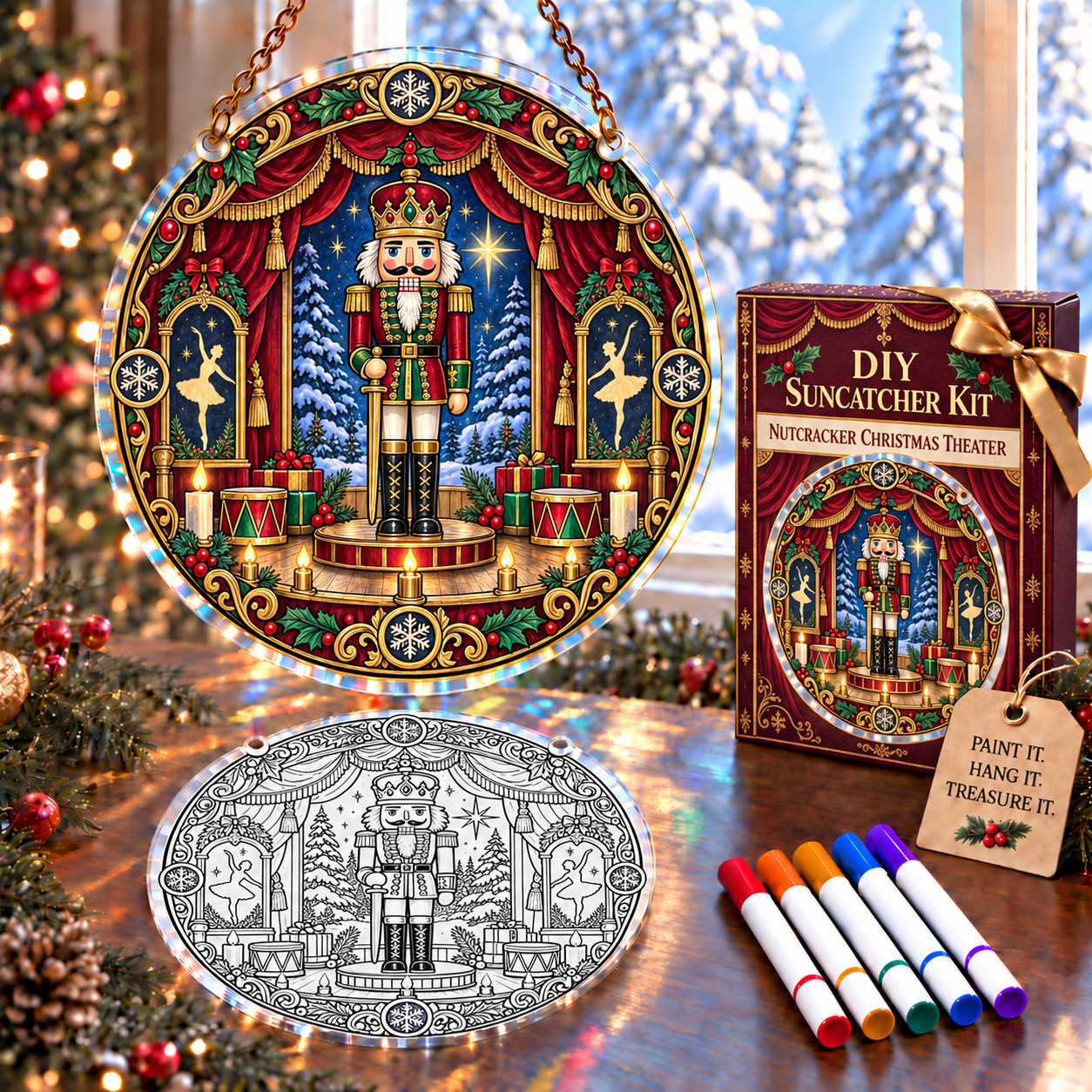 🔥 Limited Time 70% OFF – 🎅✨DIY Christmas Suncatcher Ornament Kit Collection – Paint, Hang & Create Holiday Magic