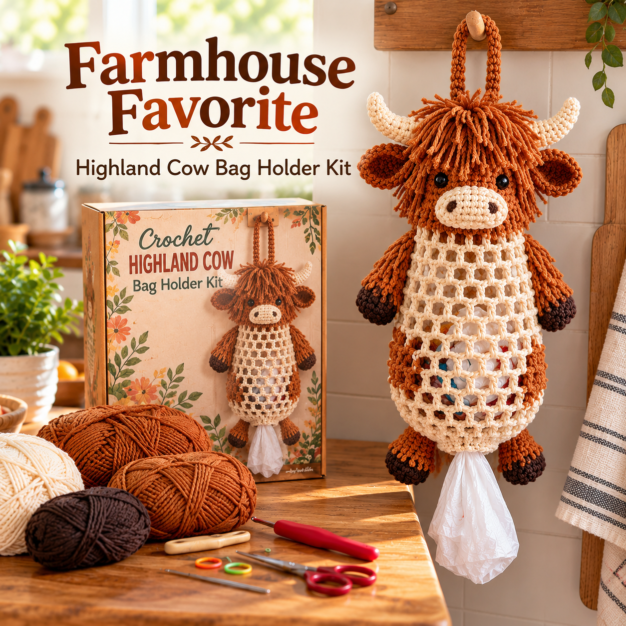 🔥Last 40pcs🎉-✨Crochet Animal Bag Holder DIY Kit Cute 