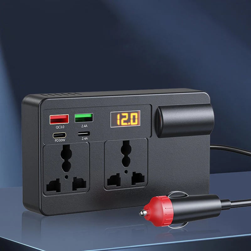 ⚡🔋Portable Car Inverter 12V/24V to 220V with Digital Display