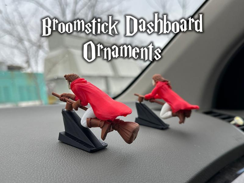 🧙‍♀️Witch and Wizard Broomstick Dashboard Drift Ornaments - Fantasy Car Decoration