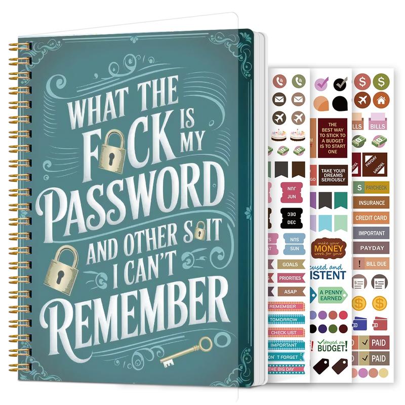 🎄Christmas Sale 49% Off📅Funny Password Notebook - Spiral Bound with Lock Icons & Funny Security Phrases✍️