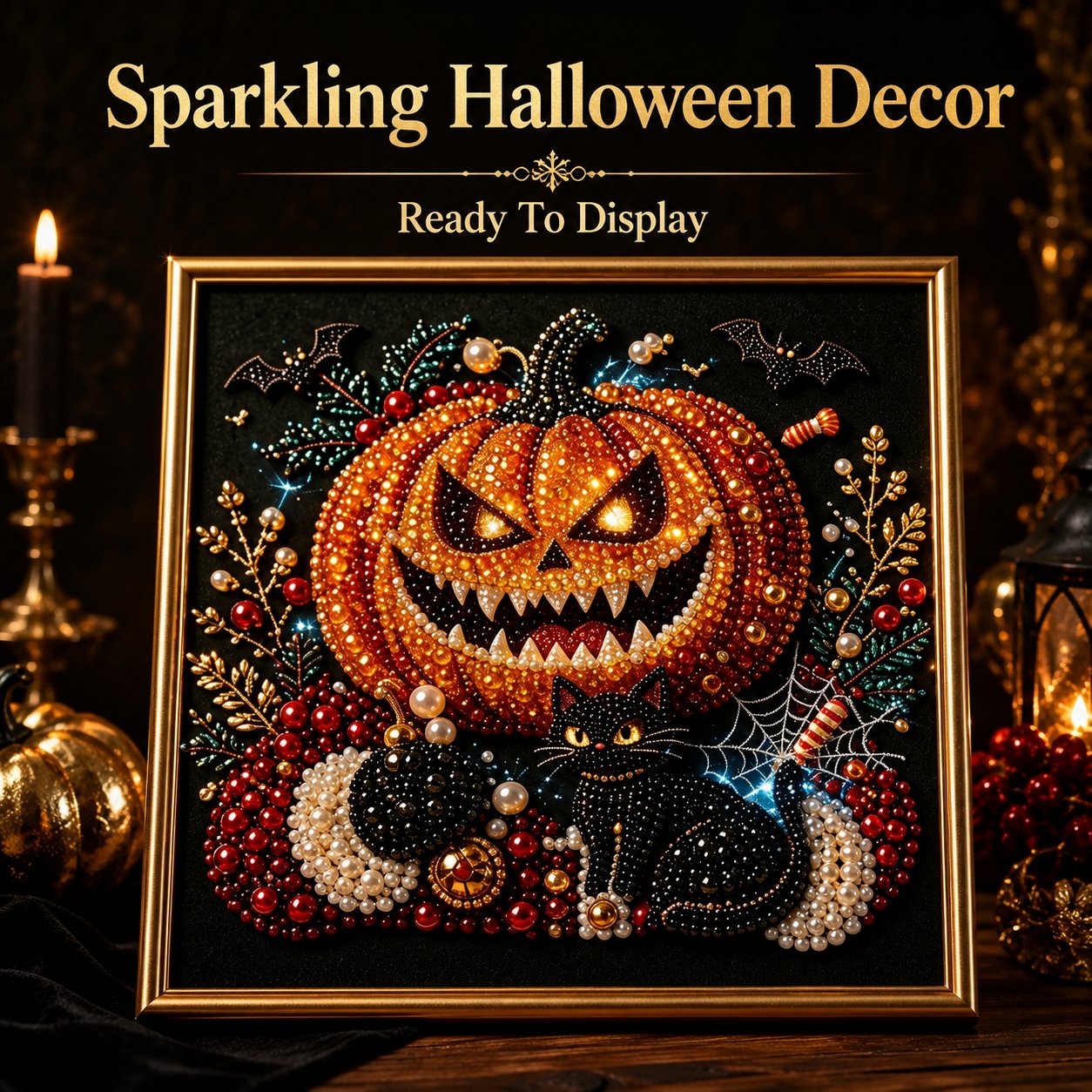 🔥Limited time 70% OFF -🖤 Premium 3D Pearl Dark Gothic Diamond Painting Art Kit | Luxury Flocked Canvas with Scratch-Resistant Non-Fading Pearl Beads DIY Dark Academia Decor 💀🕯️✨