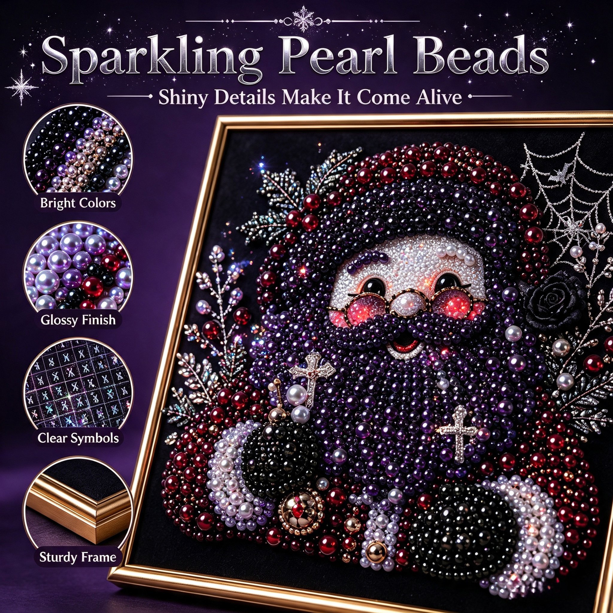 🔥Limited time 70% OFF -🖤 Premium 3D Pearl Dark Gothic Diamond Painting Art Kit | Luxury Flocked Canvas with Scratch-Resistant Non-Fading Pearl Beads DIY Dark Academia Decor 💀🕯️✨