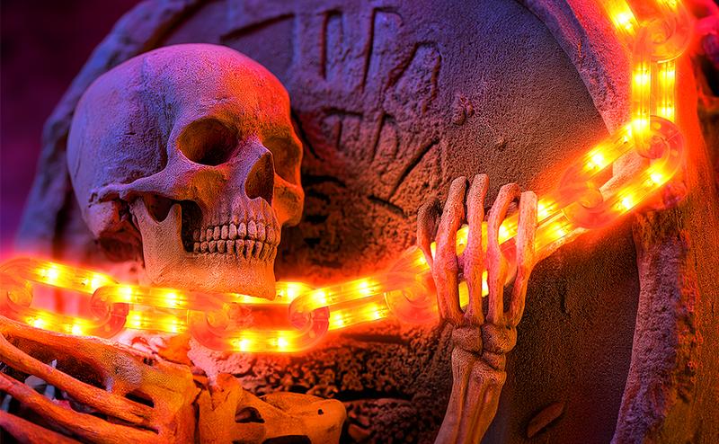 Product Introduction of Halloween Decoration Battery Light String - 10ft 160 LED Plastic Chain Light String, Waterproof, 8 Lighting Modes and Timer Function (Orange) US Patented Product 11