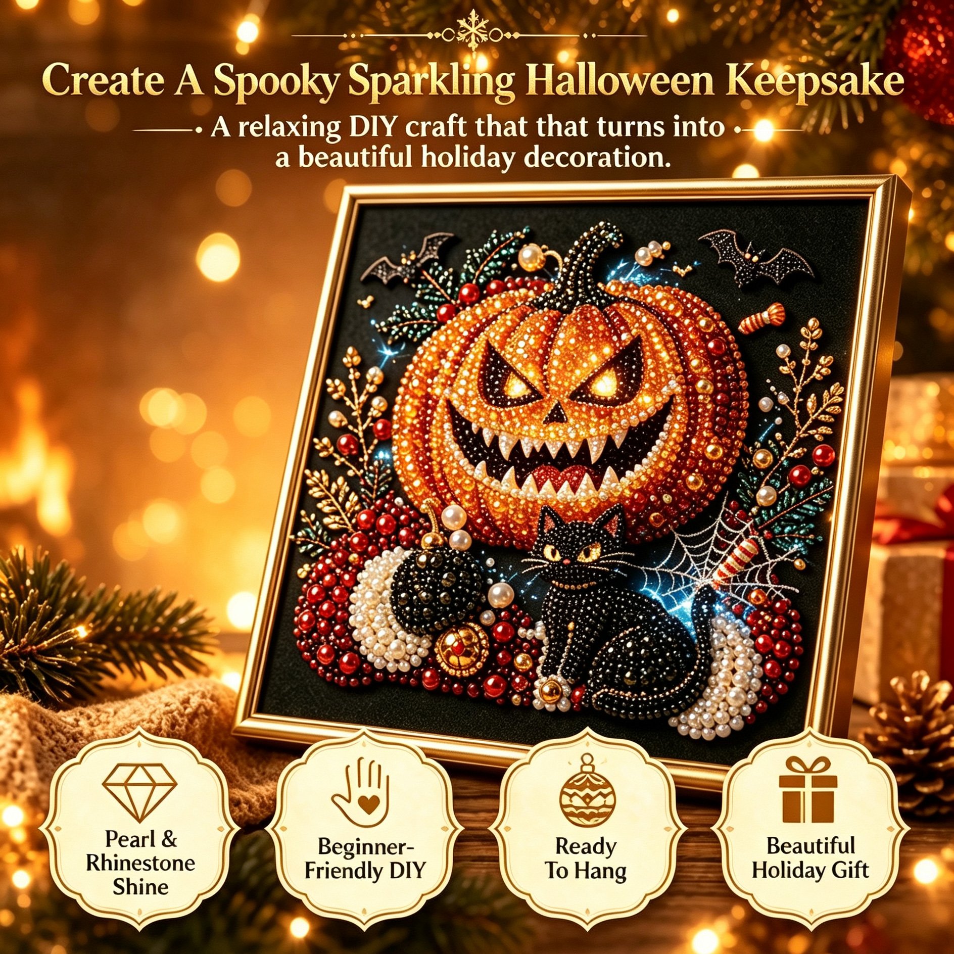 🔥Limited time 70% OFF -🖤 Premium 3D Pearl Dark Gothic Diamond Painting Art Kit | Luxury Flocked Canvas with Scratch-Resistant Non-Fading Pearl Beads DIY Dark Academia Decor 💀🕯️✨