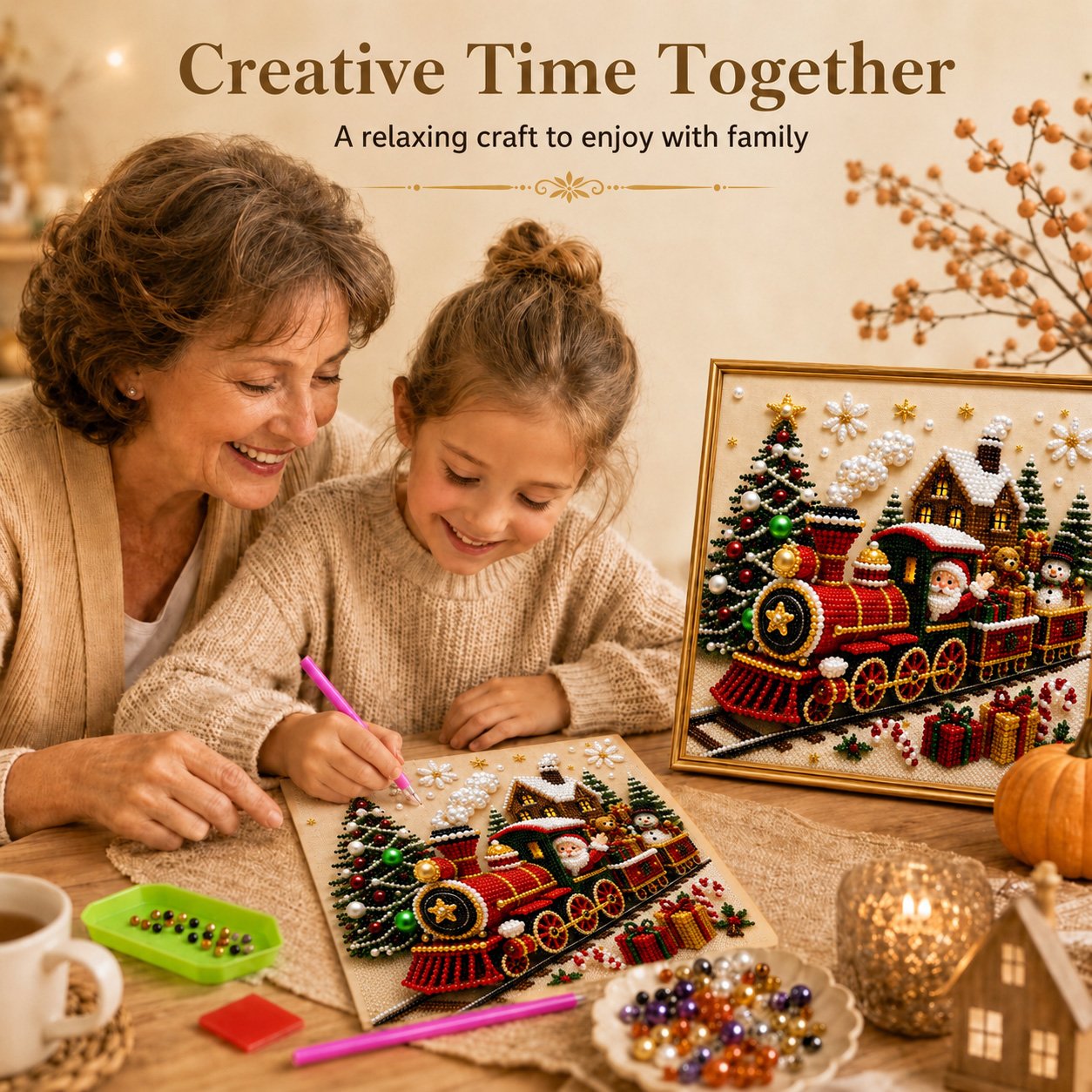 🔥Limited time 70% OFF -🎄🎅 Premium 3D Pearl Christmas Wall Art Kit | Luxury Flocked Canvas & Fade-Resistant Pearl Beads⛄️❄️