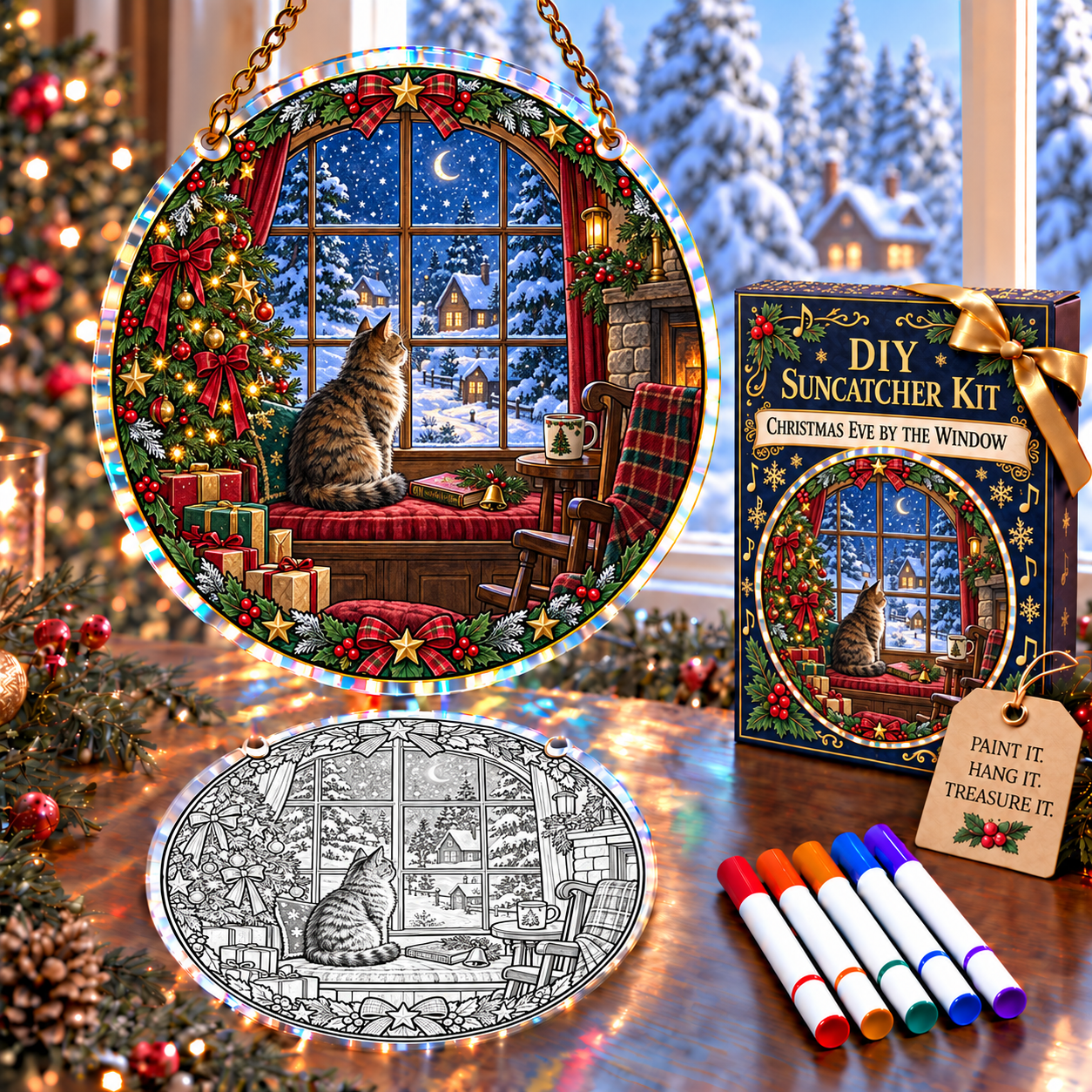 🔥 Limited Time 70% OFF – 🎅✨DIY Christmas Suncatcher Ornament Kit Collection – Paint, Hang & Create Holiday Magic