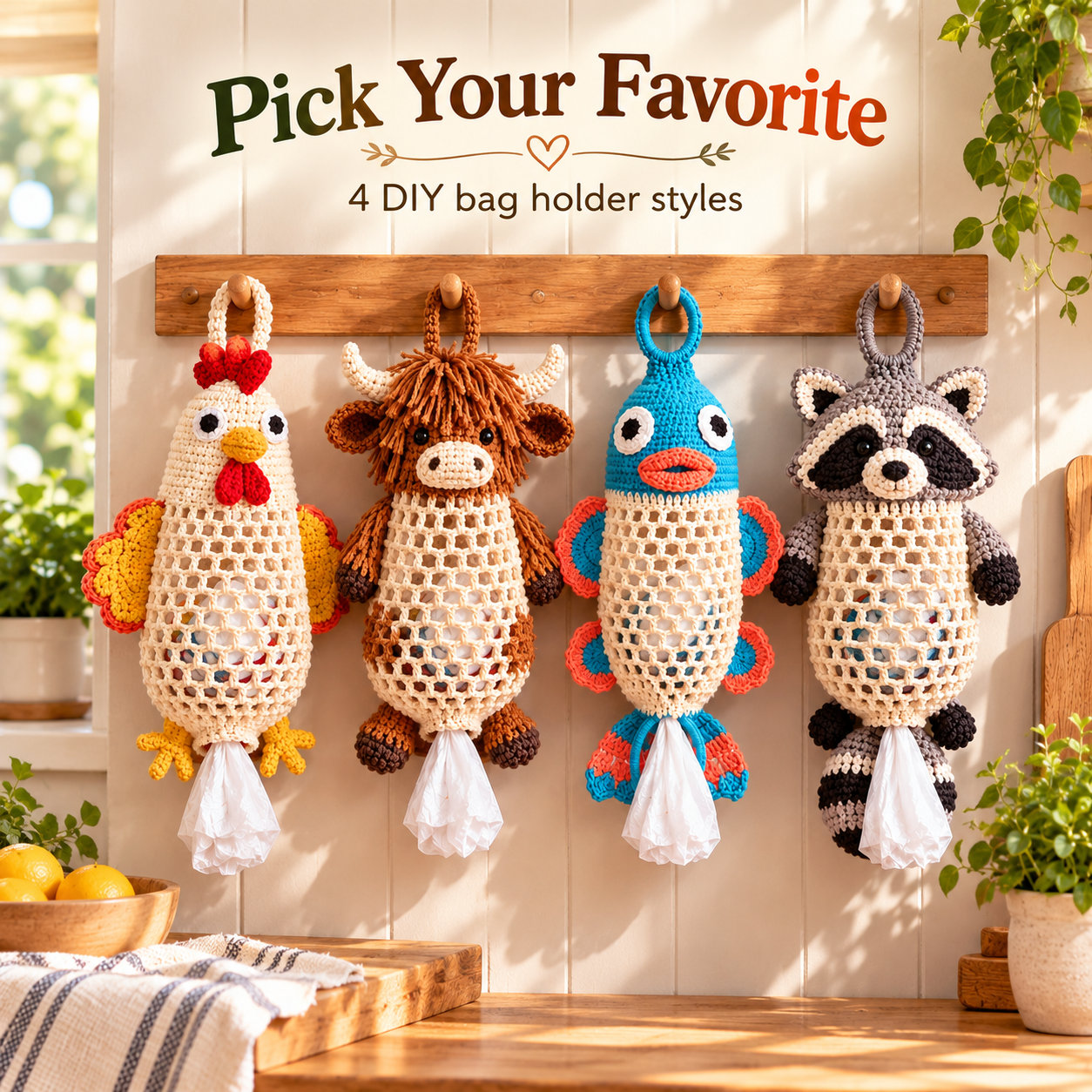 🔥Last 40pcs🎉-✨Crochet Animal Bag Holder DIY Kit Cute 