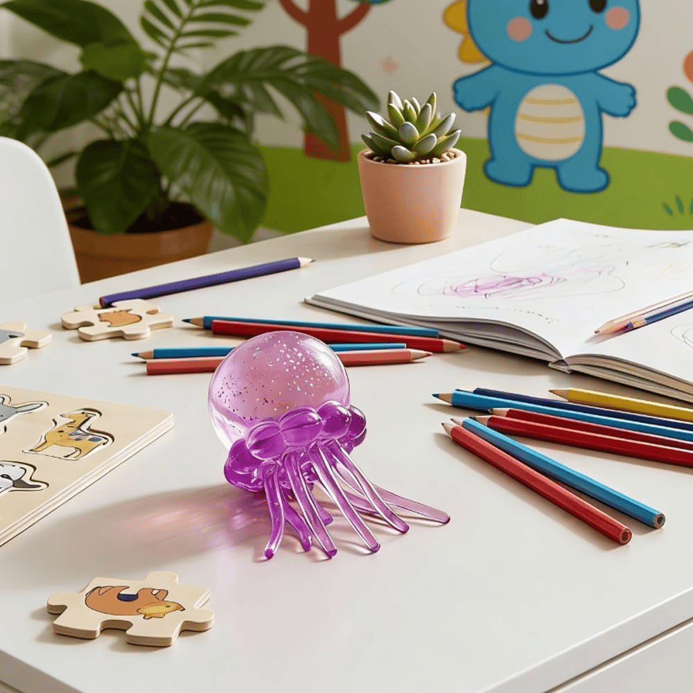 🐣EASTER SALE 49% OFF! ✨ Cute Glitter Jellyfish Squishy, Easter Basket Stuffer for Kids