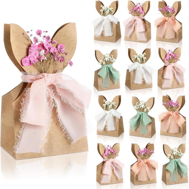 🔥LAST DAY 49% OFF🐰 Easter Bunny Goodie Bags - 12 Packs Boho DIY Paper Gift Boxes 🎀