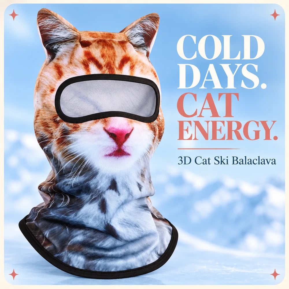 🔥 Limited Time 70% OFF – 🔥🐱3D Cat Ski Balaclava Face Mask with Ears Animal Mask