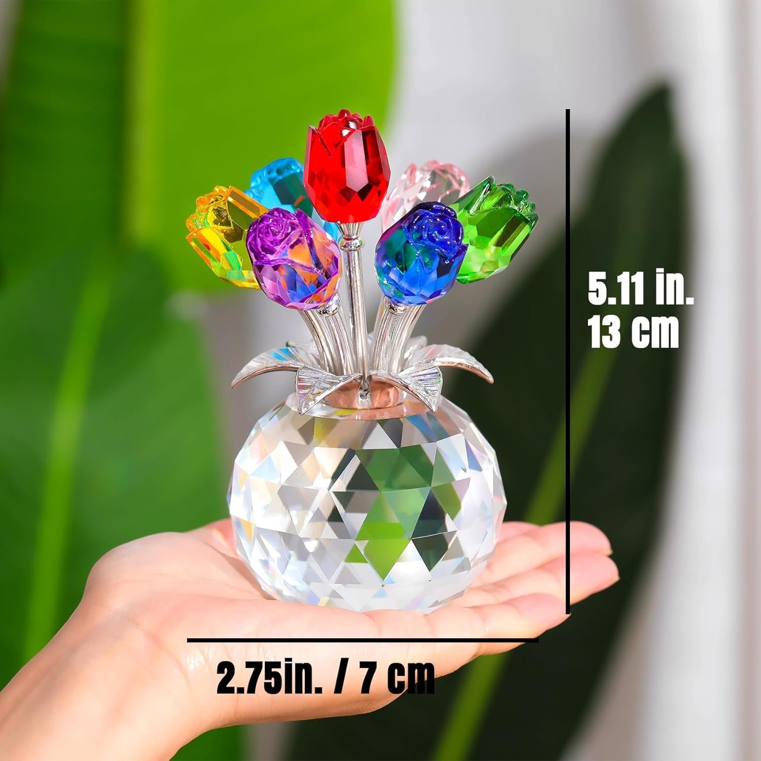 🔥 New Year Hot Sale 49% OFF 🌹🎁Crystal Colorful Rose Flower Collectible Figurine with Vase✨🌸