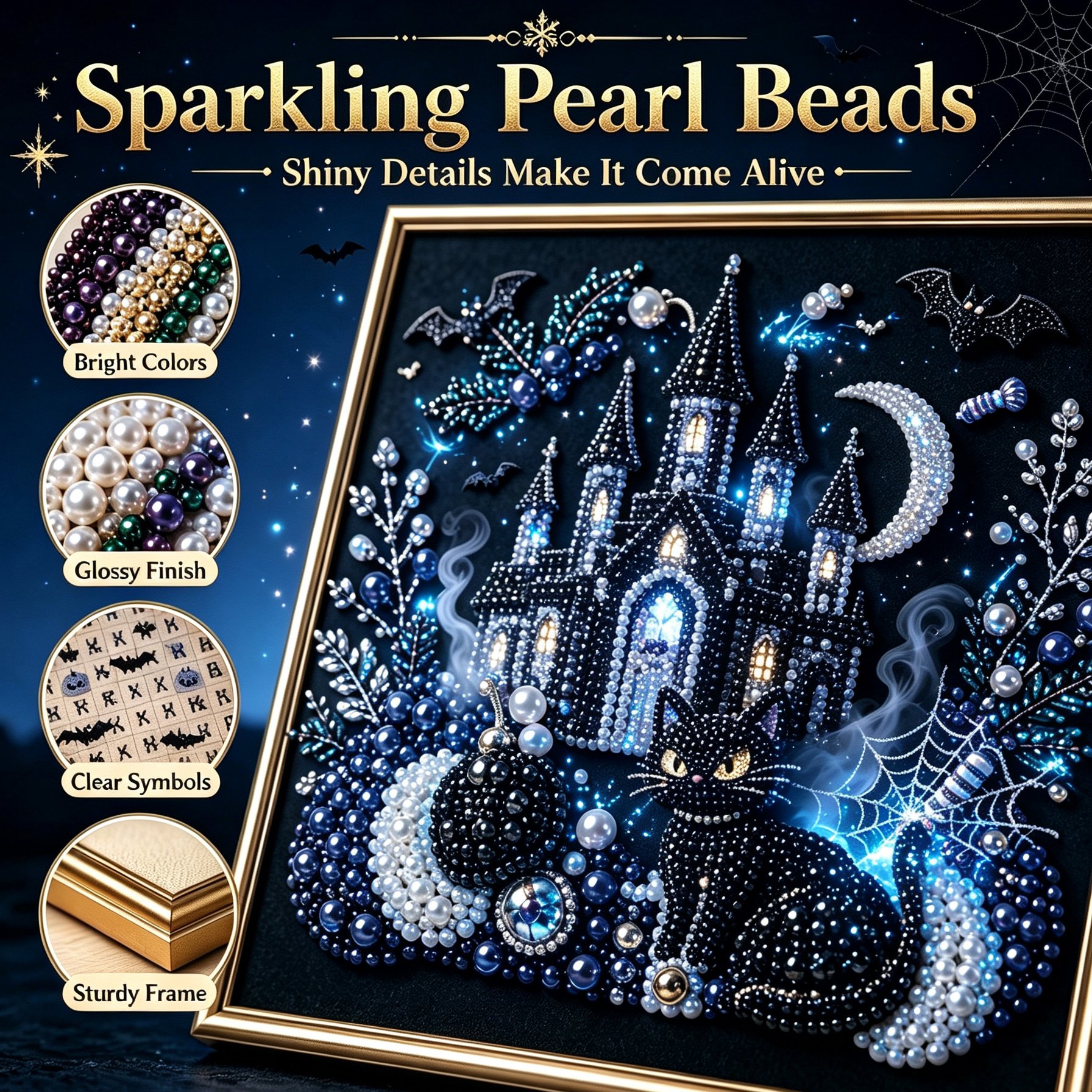 🔥Limited time 70% OFF -🖤 Premium 3D Pearl Dark Gothic Diamond Painting Art Kit | Luxury Flocked Canvas with Scratch-Resistant Non-Fading Pearl Beads DIY Dark Academia Decor 💀🕯️✨
