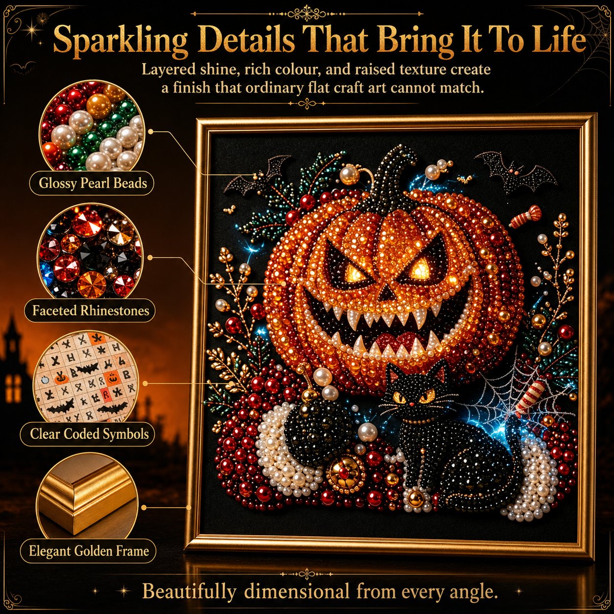 🔥Limited time 70% OFF -🖤 Premium 3D Pearl Dark Gothic Diamond Painting Art Kit | Luxury Flocked Canvas with Scratch-Resistant Non-Fading Pearl Beads DIY Dark Academia Decor 💀🕯️✨